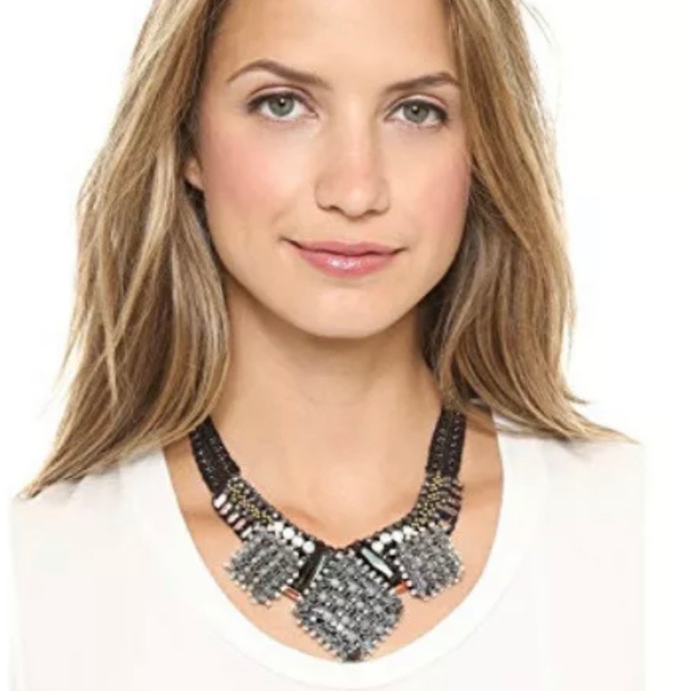 Nocturne Crocheted Crystal Bib Lala Necklace $240